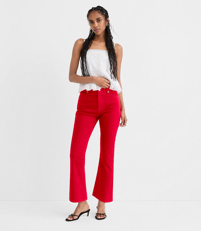 Rivete High Rise Kick Crop Jeans in Maple Cherry