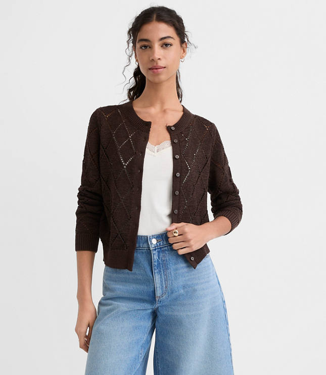 Petite Diamond Pointelle Cardigan