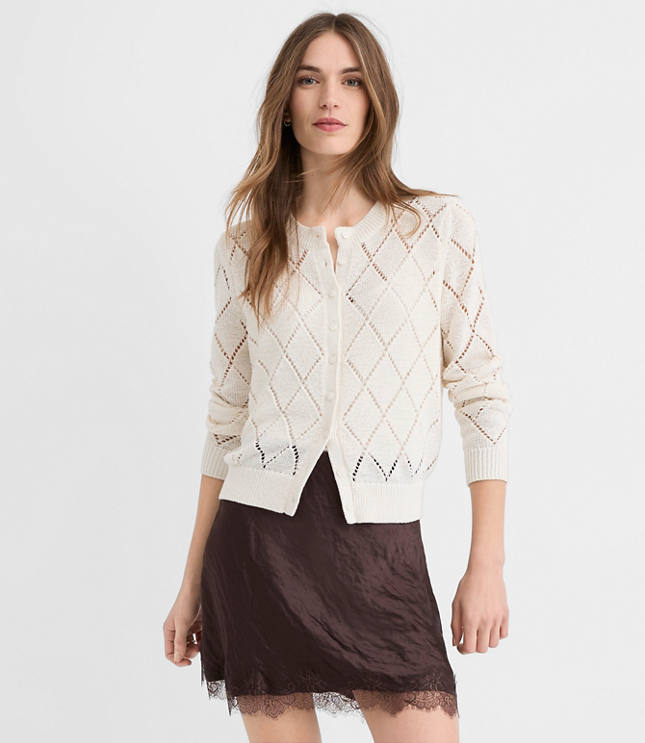 Petite Diamond Pointelle Cardigan