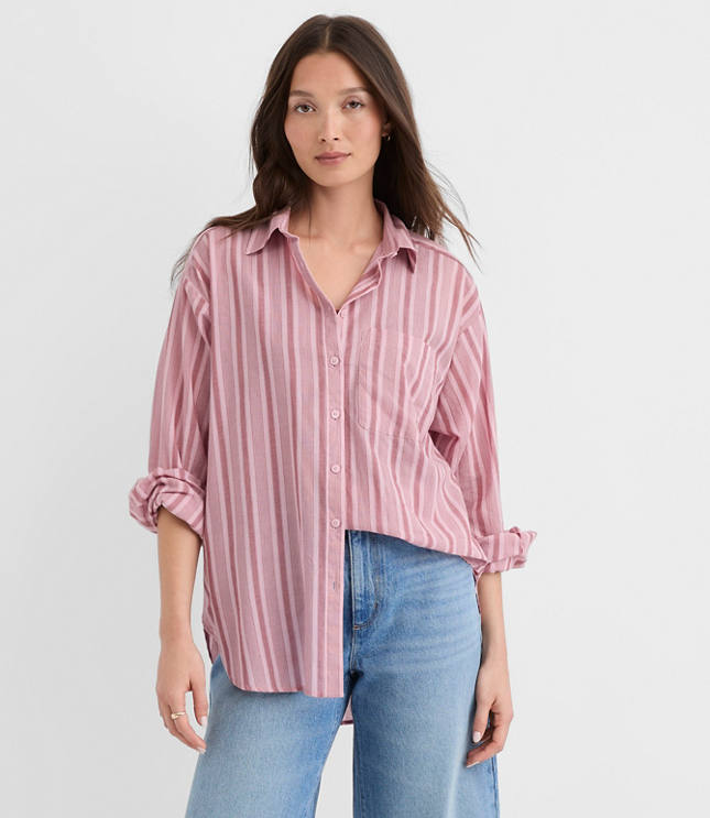 Striped Everyday Oversized Pocket Shirt carousel Product Image 1