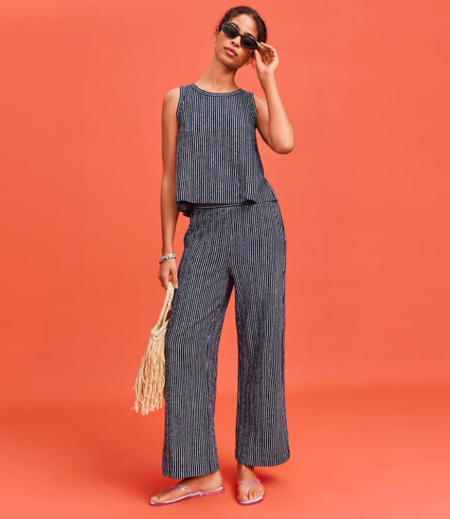 Petite Lou & Grey Striped Wide Leg Crop Pants carousel Product Image 4