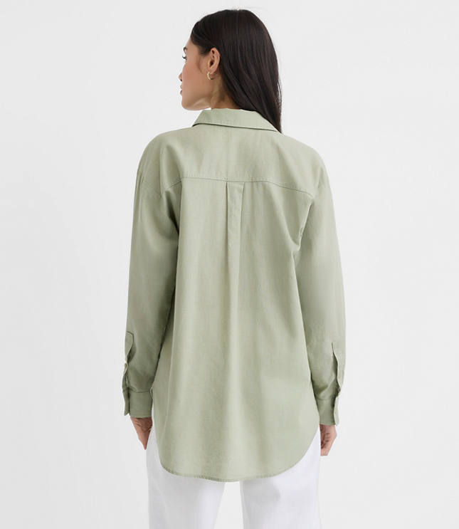Petite Linen Cotton Everyday Oversized Pocket Shirt