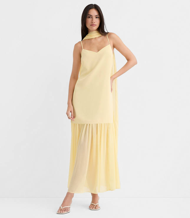 Tall Scarf Mixed Media Maxi Dress