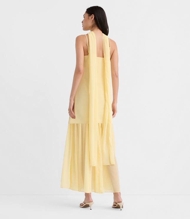 Tall Scarf Mixed Media Maxi Dress