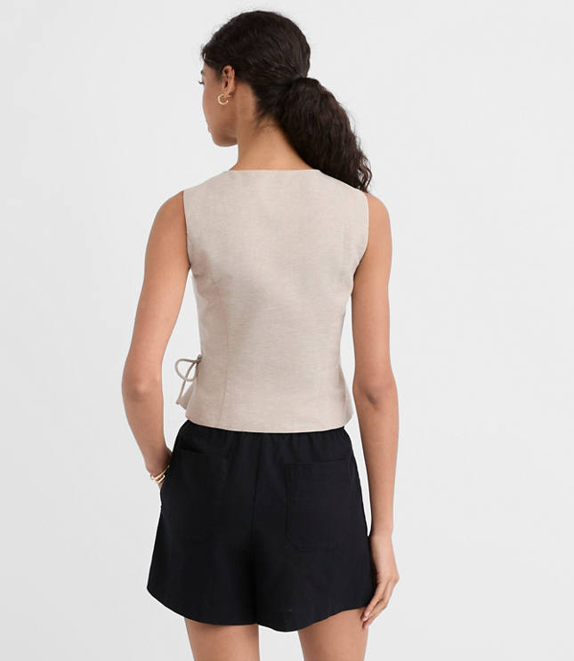 Shimmer Linen Cotton Wrap Tank Top