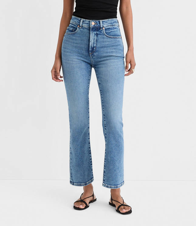 Rivete Tall High Rise Kick Crop Jeans in Authentic Mid Vintage Wash