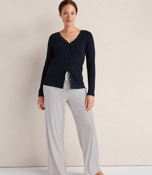 Haven Well Within Organic Cotton Rib Knit Lace Cardigan