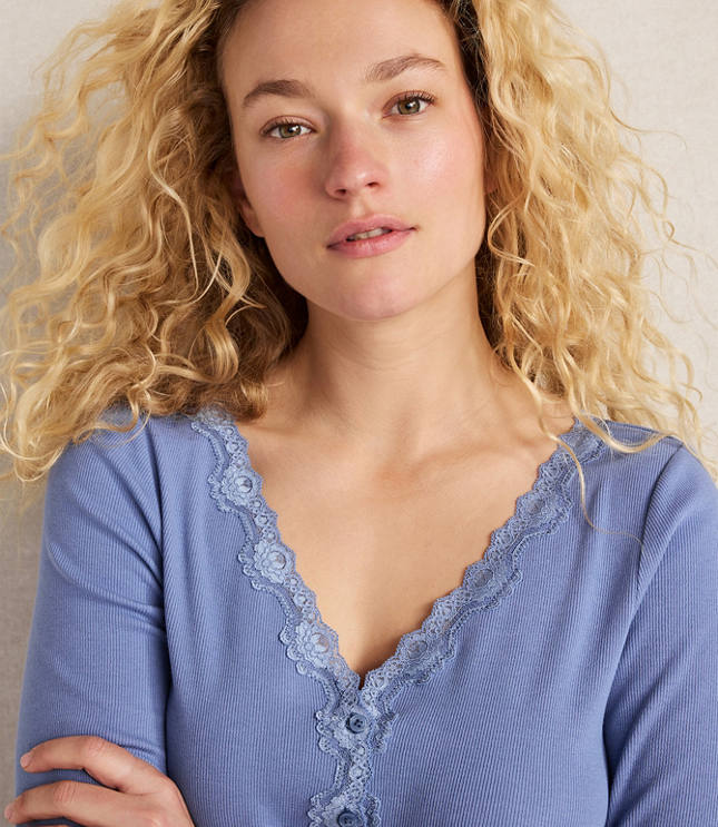 Haven Well Within Organic Cotton Rib Knit Lace Cardigan