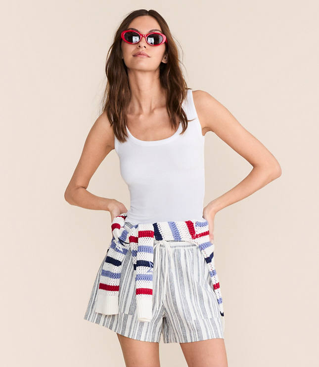 Petite Lou & Grey Striped Linen Cotton Shorts