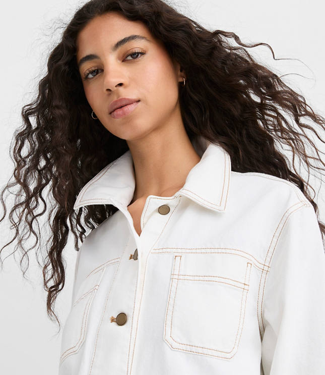 Petite Topstitched Twill Chore Jacket carousel Product Image 1