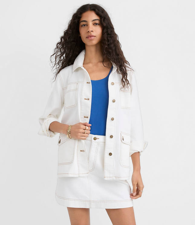 Petite Topstitched Twill Chore Jacket carousel Product Image 2