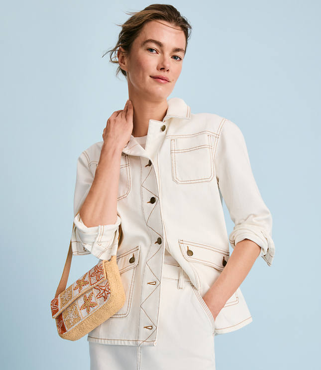 Petite Topstitched Twill Chore Jacket