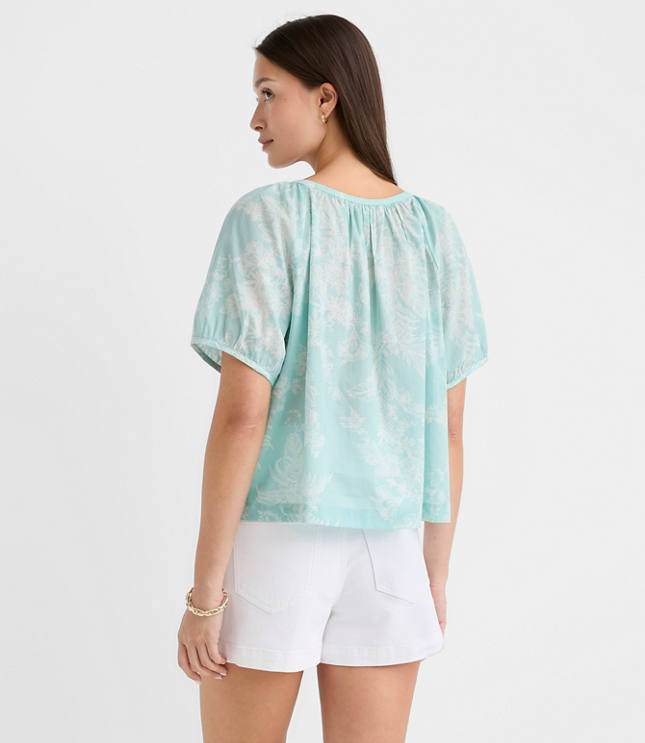 Floral Toile Puff Sleeve Blouse