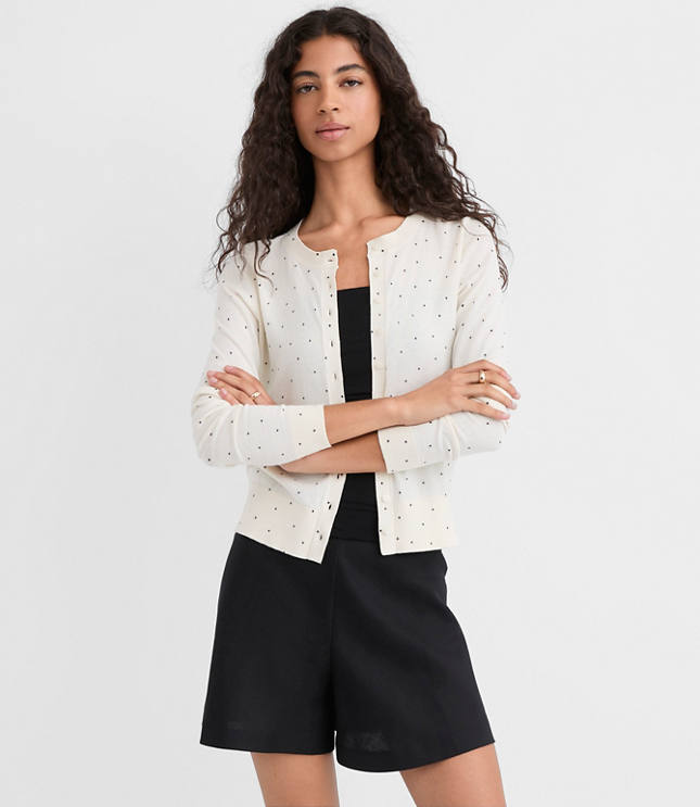 Dotted Modern Crew Neck Cardigan