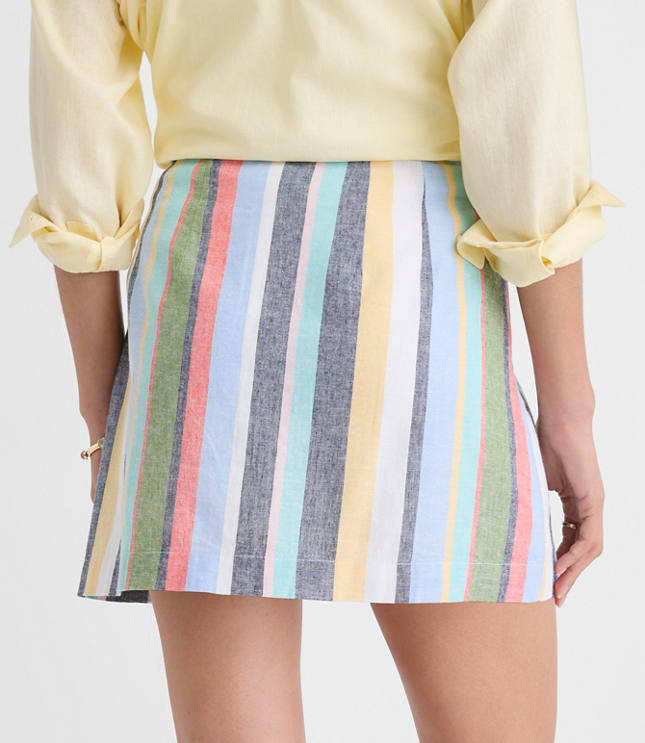 Petite Striped Linen Cotton Modern Mini Skort carousel Product Image 3