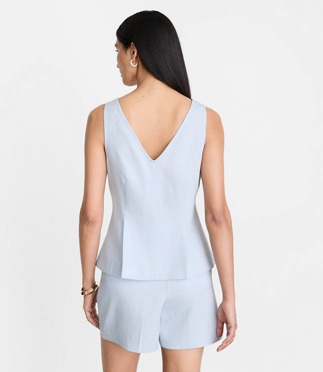 Petite LOFT Versa Pure Spun Double V Peplum Top carousel Product Image 3
