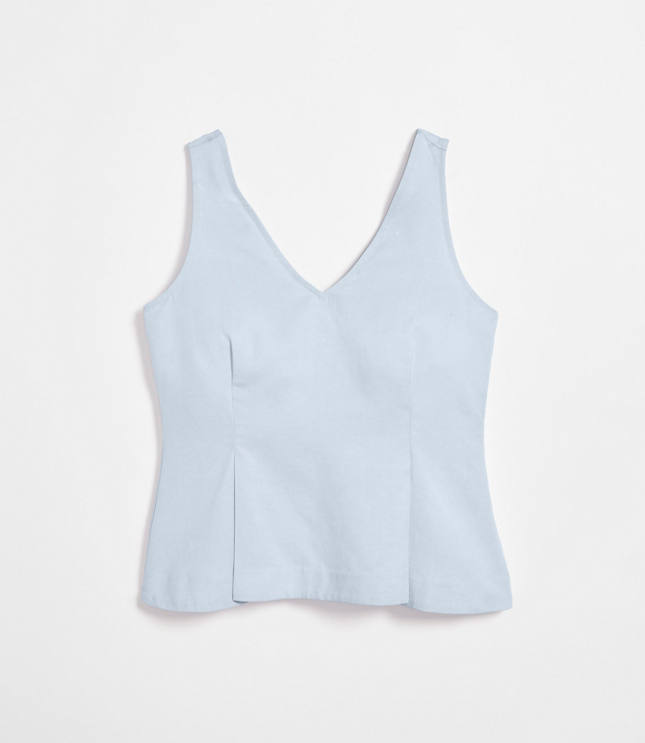 Petite LOFT Versa Pure Spun Double V Peplum Top carousel Product Image 5