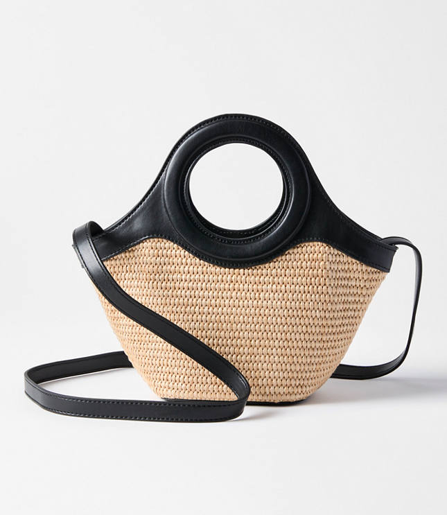 Mini Circle Handle Raffia Bag