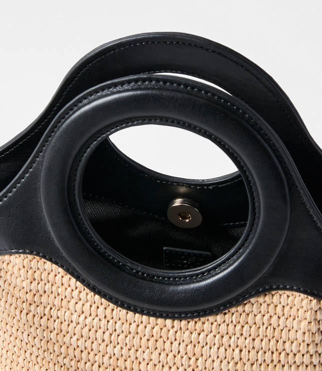 Mini Circle Handle Raffia Bag