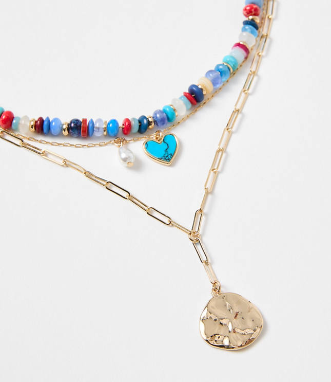 Heart Coin Layered Necklace Set - image 2