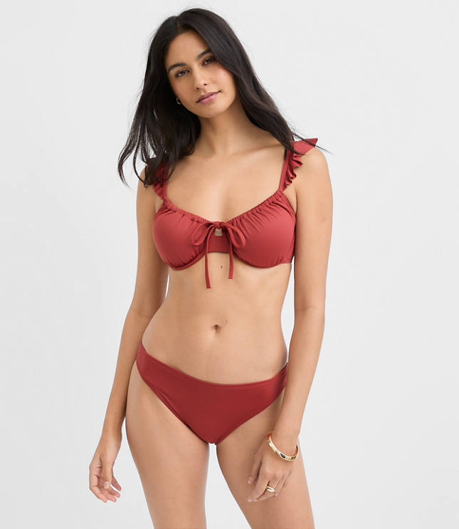 LOFT Beach Tie Ruffle Bikini Top