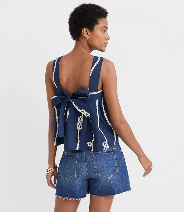 Petite Rope Poplin Tie Back Pleated Tank Top carousel Product Image 3