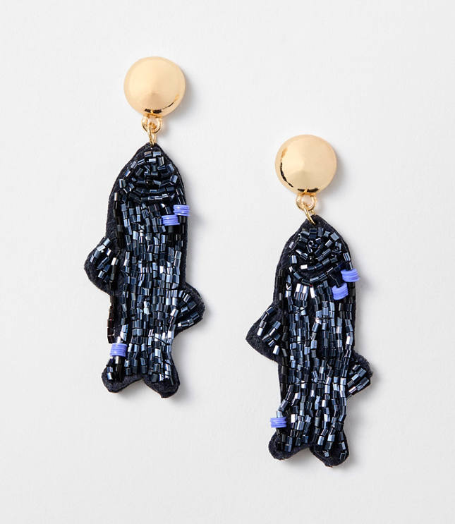 Fish Beaded Statement Earrings carousel Product Image 1
