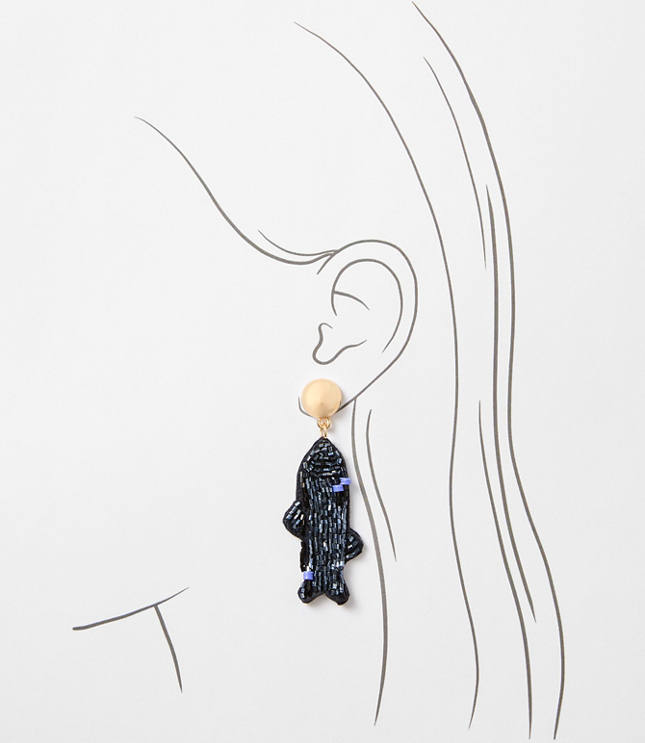 Fish Beaded Statement Earrings carousel Product Image 2