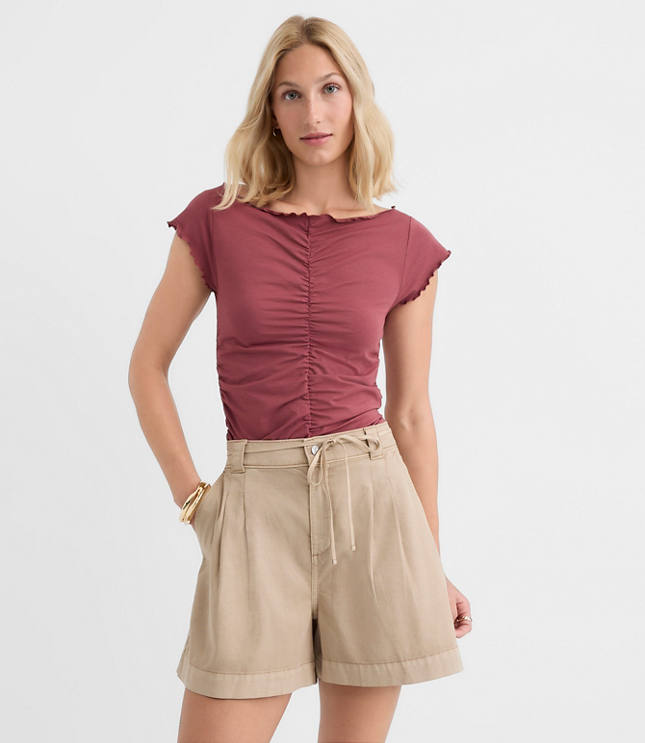 Ruffle Trim Ruched Top carousel Product Image 1