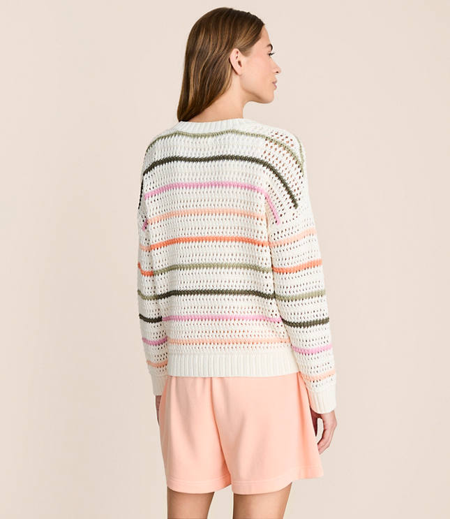 Petite Lou & Grey Pointelle Striped Sweater