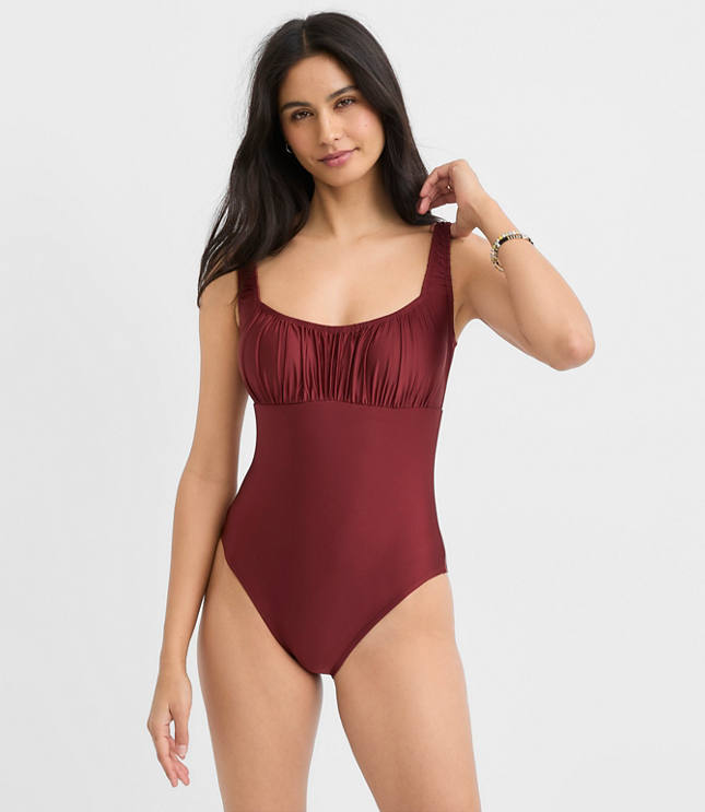 LOFT Beach Ruched One Piece Swimsuit