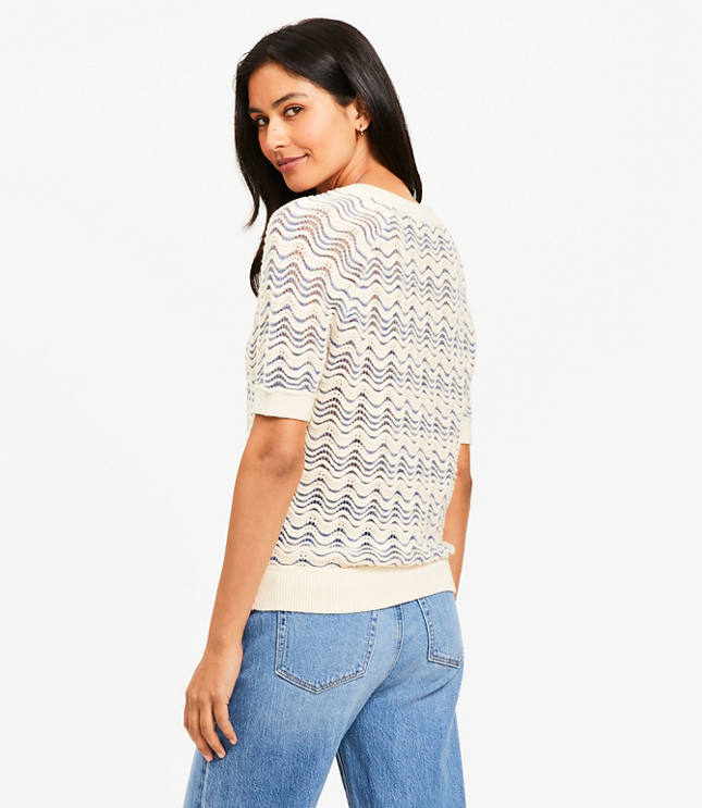 Wavy Stitch Raglan Sweater Tee