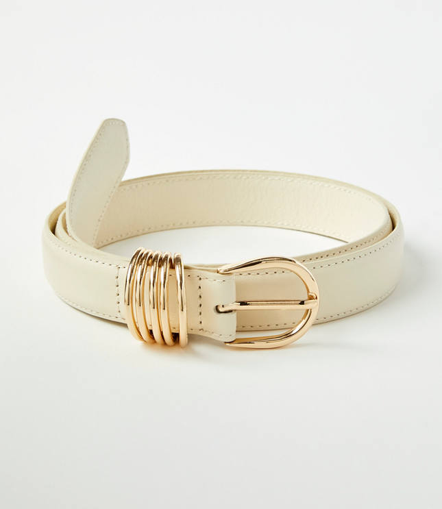 Loft Stacked Metal Keeper Leather Belt