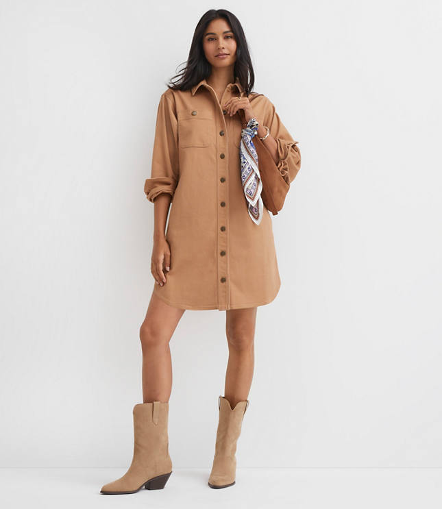 Shirttail Hem Mini Pocket Shirtdress
