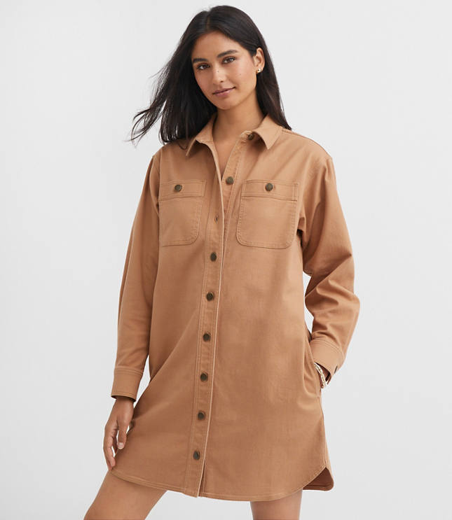 Shirttail Hem Mini Pocket Shirtdress