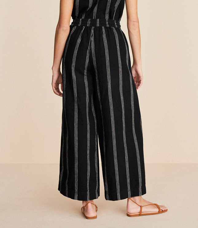 Lou & Grey Striped Linen Cotton Wide Leg Crop Pants