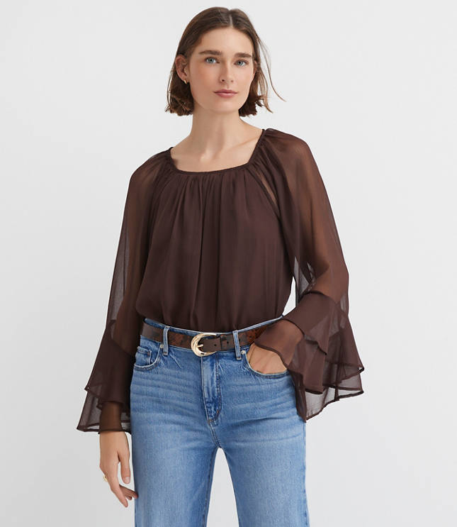 Tiered Ruffle Sleeve Blouse