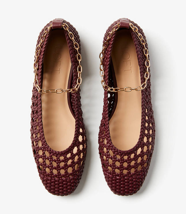 Crochet Chain Ankle Strap Ballet Flats