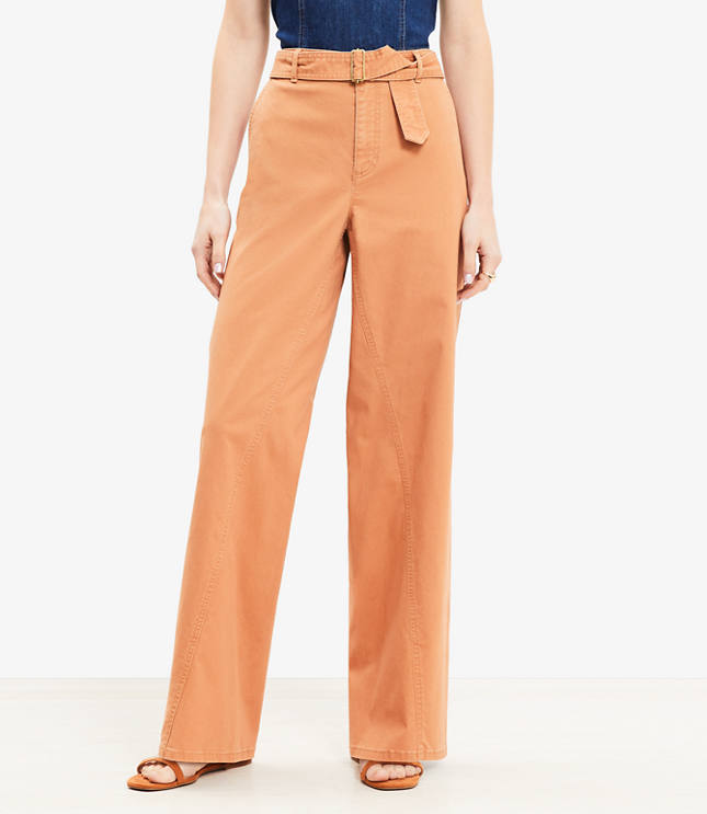 Belted Slim Wide Leg Pants