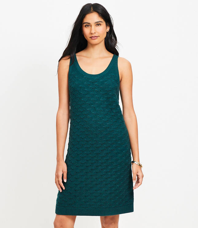 Loft Petite Pointelle Mini Sweater Dress