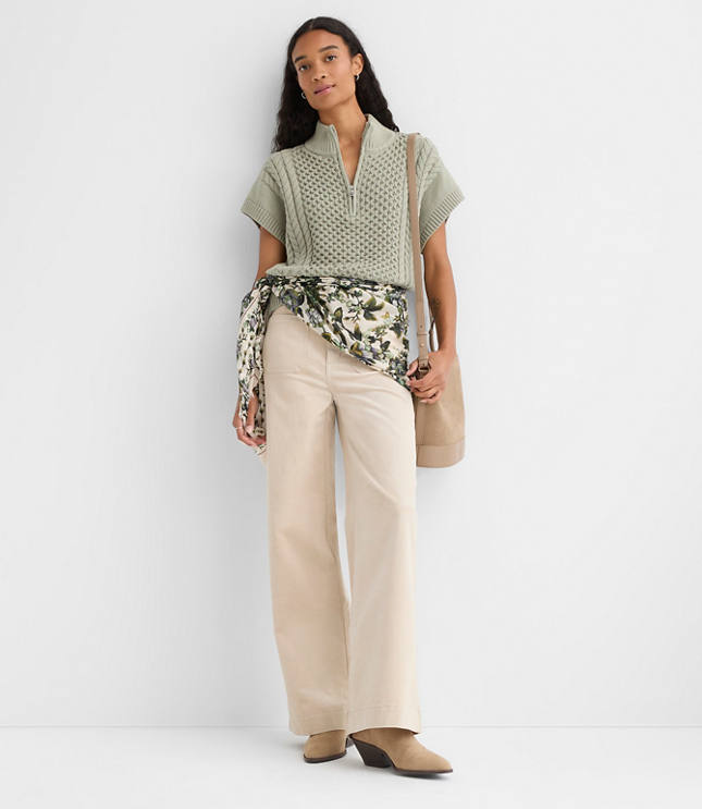 Cable Half Zip Wedge Sweater