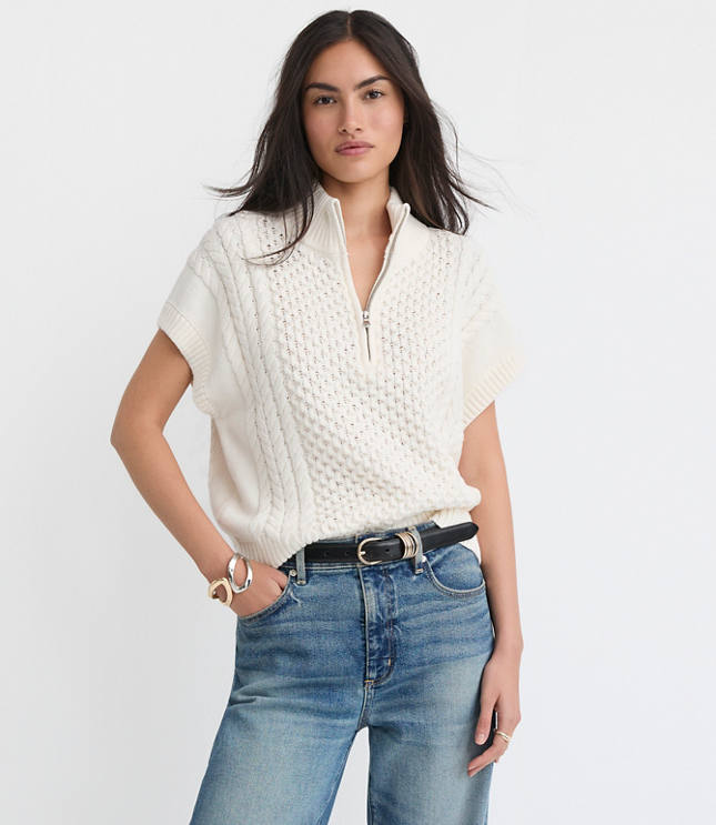 Zip Up Cable Knit Sweaters | Loft