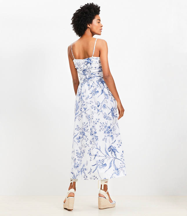 Petite Bird Toile Strappy Midi Pocket Dress