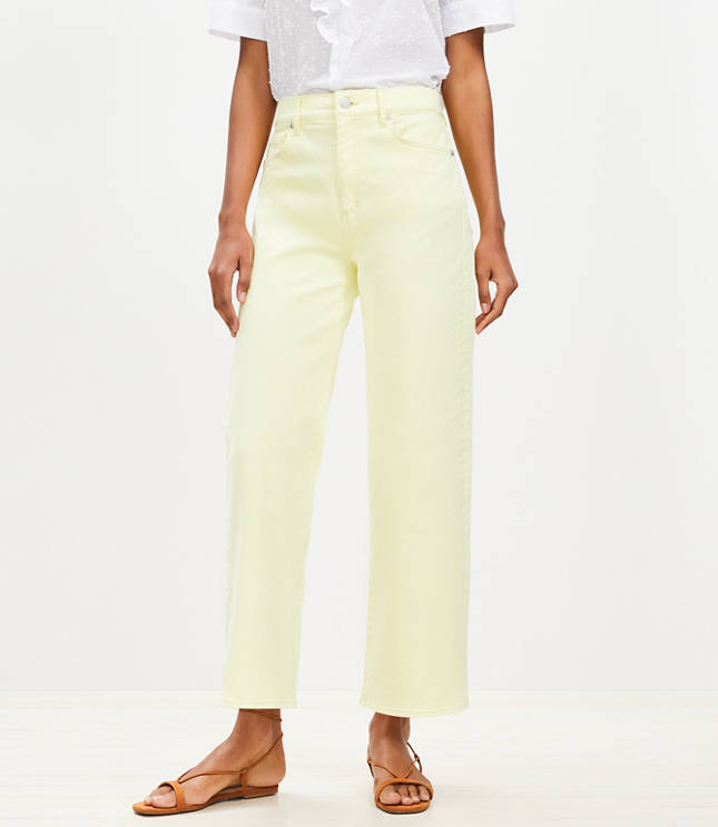 High Rise Wide Leg Crop Jeans in Tender Yellow