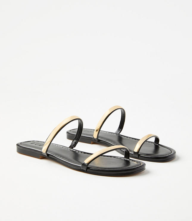 Loft Metallic Trim Double Strap Sandals