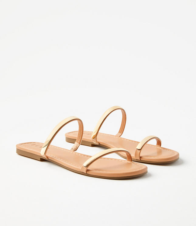 Loft Metallic Trim Double Strap Sandals