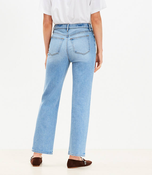High Rise Straight Jeans Light Vintage Wash
