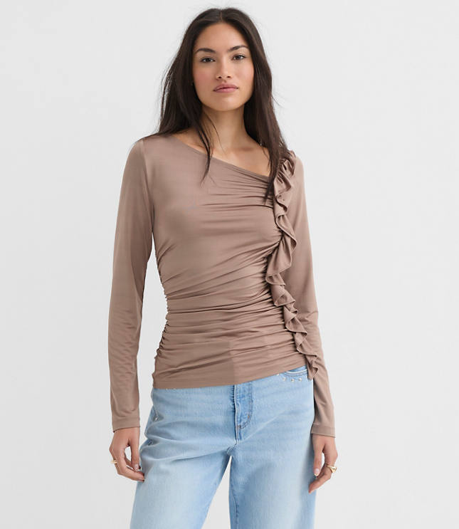 Ruffle Side Ruched Top