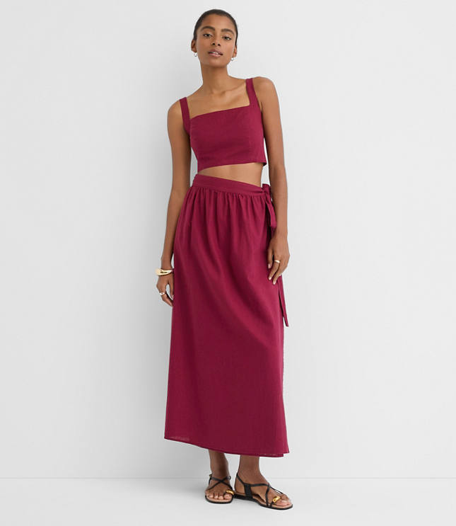 LOFT Beach Linen Cotton Maxi Wrap Skirt