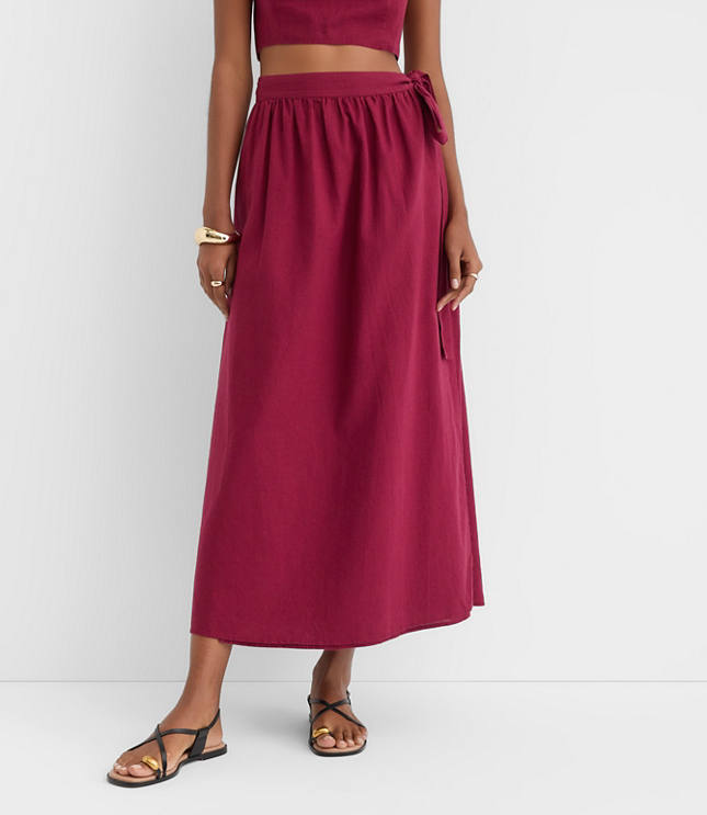 LOFT Beach Linen Cotton Maxi Wrap Skirt